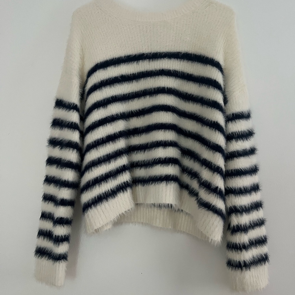 La Ligne x Target Fuzzy Yarn Striped Crewneck Sweater Women's Size M NWOT